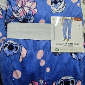 Blue Women's Sleep Pants with Stitch Design